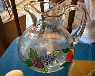 Painted glass pitcher