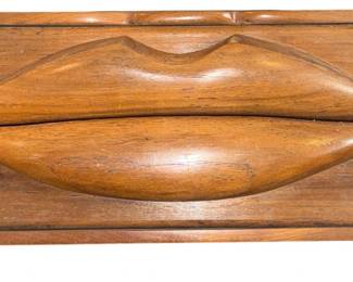 Mid Century Carved Lips Stash Box