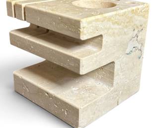 ENZO MARI (Novara 1932 - Milano 2020) For FRATELLI MANNELLI Travertine Cube Desk Organizer