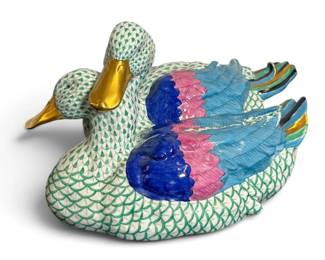 HEREND Fishnet Porcelain Wild Ducks