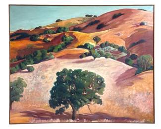 PEGGY OLSEN (b. 1937) Oak Tree Pastoral Landscape Painting
