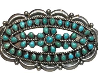 ZUNI Sterling Silver & Turquoise Pin Brooch