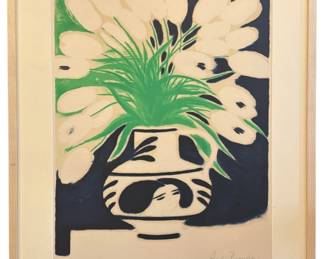 ANDRE BRASILIER (French, b 1929) "Bouquet de Tulipes" Colored Lithograph