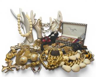 Large Collection Vintage Designer Costume Jewelry, CHRISTIAN DIOR, CHANEL, JUDITH LEBER