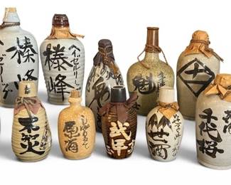A Collection of Japanese Tokkuri Sake Bottles