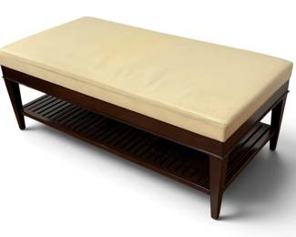 An A.RUDIN Leather and Wood Bench