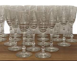 Collection 1940's LIBBEY Rock Sharpe Stemware Glasses