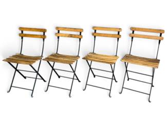 Set of Four Vintage French MOULIN GALLAND "Square" Folding Bistro Chairs