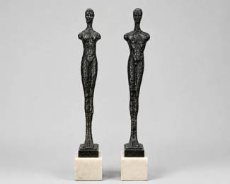 Man & Woman Bronze Figures in the style of GIACOMETTI
