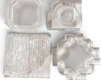 Four Art Deco Crystal Ashtrays, KRISTALL KRISLA