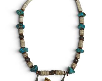 Native American Heishi, Bone & Turquoise Thunderbird Necklace