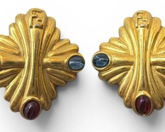 Vintage FENDI Multistone Gripoix Earrings