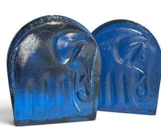 JOEL MEYERS For BLENKO Glass Elephant Bookends