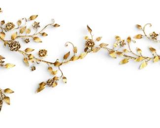 5.5ft Gold Gilt Rose Motif Wall Sculpture