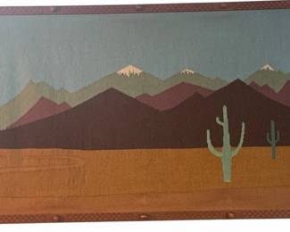 Large Mid Century Tapestry-New Mexico Landscape by EDWARD BOWLES