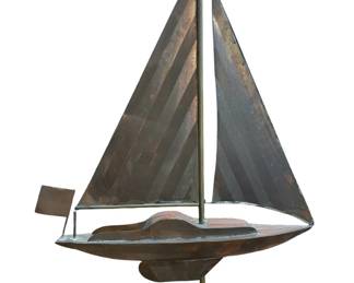 Early 20th C Copper Sailboat Weathervane