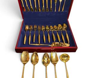 Mid Century FLORENTINE Gold Electroplated Flatware