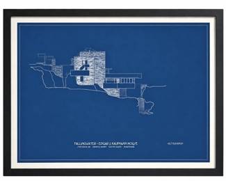 Wall Size FRANK LLOYD WRIGHT "Fallingwater" Architectural Blueprint