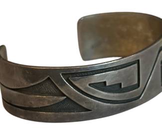 MANUEL HOYUNGOWA Sterling Silver Cuff Bracelet (HOPI 1953-2011)