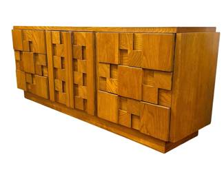 LANE Mid Century Brutalist Lowboy Dresser / Credenza
