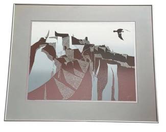 BRUCE CARLTON NOWLIN (American, b. 1949) Southwestern Native Dwellings Serigraph