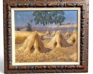 ANTANAS RUKSTELE (Lithuanian, 1892-1965) Haystack Oil Painting