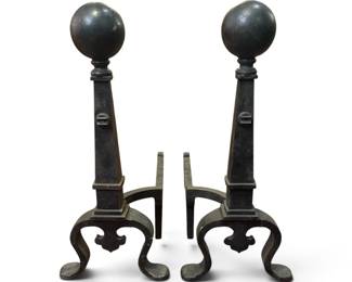 Monumental BRADLEY and HUBBARD Cannonball Andirons