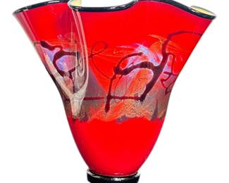 MICHAEL NOUROT (American, 1949-2015) Red Fluted Vase