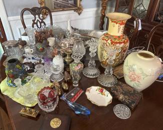 The backyard is LOADED with Knick knacks