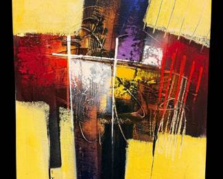 7 KetutSumadiRectanglejauneIISignedAbstractAcryliconCanvas