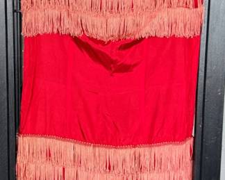 156 Early20thCenturyRedSatinFringedGarment