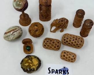99 MiniatureCarvedWoodStoneDecorativeCollection