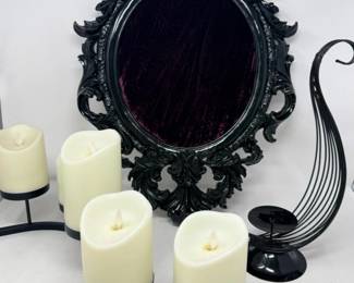 137 OrnateBlackDecorativeAccentsCandleHolders