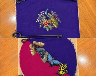 121 2VintagePeacockButterfliesNeedlepointCanvasCollection