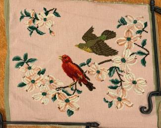 106 2VintageNeedlepointBirdPanels