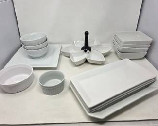 42 ModernWhitePorcelainDinnerwareServingSet