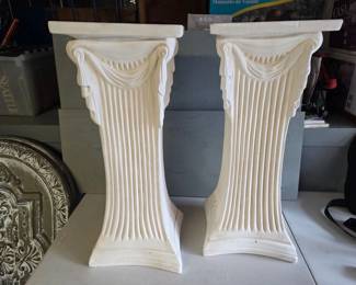 68 PairOfVintageNeoclassicalFlutedPlaster29TallPedestals