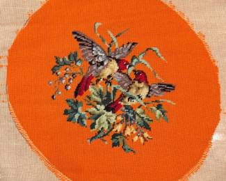 108 VintageOrangeBirdNeedlepoint