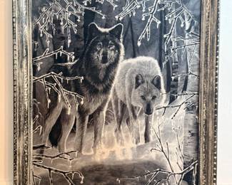 92 FramedWolfFabricArt
