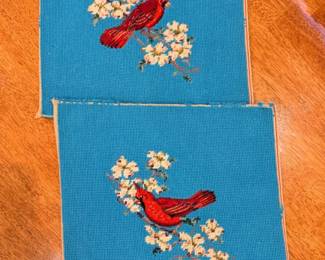 104 2CardinalNeedlepointPanels