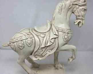 6 WhiteRomanStyleHorseResinStatue