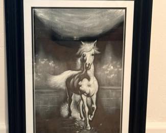 95 FramedVelvetHorsePainting