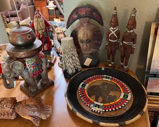 Multiple authentic African art pieces