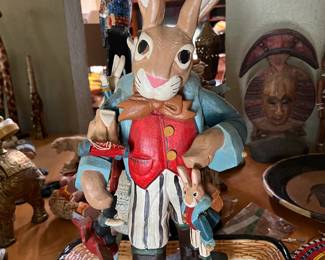 Rare Large House of Hatten "Dapper Rabbit" and Folk Art Santa