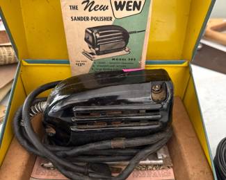 1950s Wen Sander-Polisher Model 202 complete with its original manual, literature, and metal carrying case
