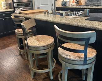 Marguerite Counter Stools Swivels with Rush Seat