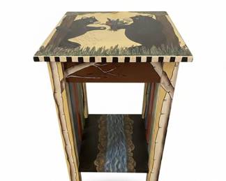 HandPainted Folk Art Bear Side Table second image