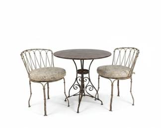 Vintage Wrought Iron Ice Cream Parlor Bistro Set