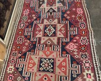 Vintage Anatolian Kilim Rug with Geometric Medallions