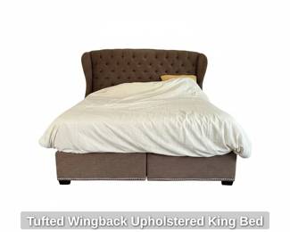 Tufted Wingback Upholstered King Bed